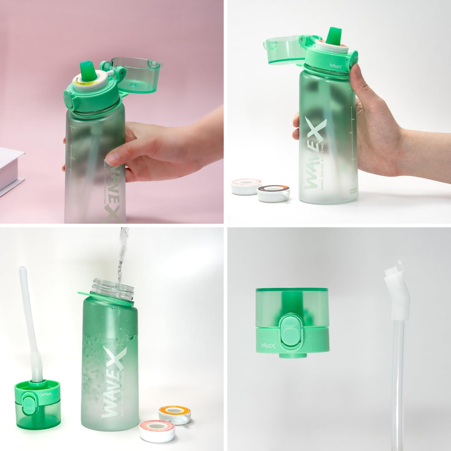 550ml Sea Glass Green Tritan Water Bottle + 3 Honey Peach Aroma Scent Pods