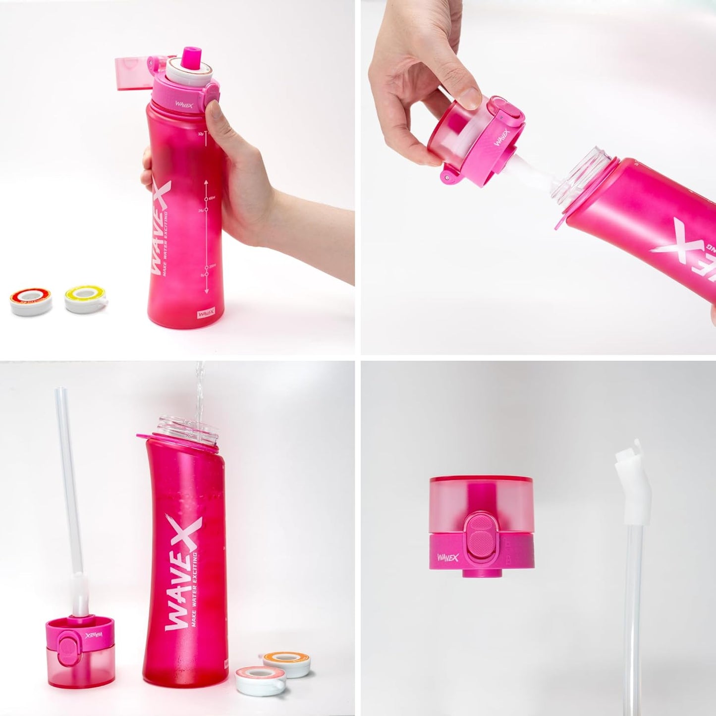 600ml Wild Berry Pink Tritan Water Bottle With 3 Strawberry Aroma Scent Pod