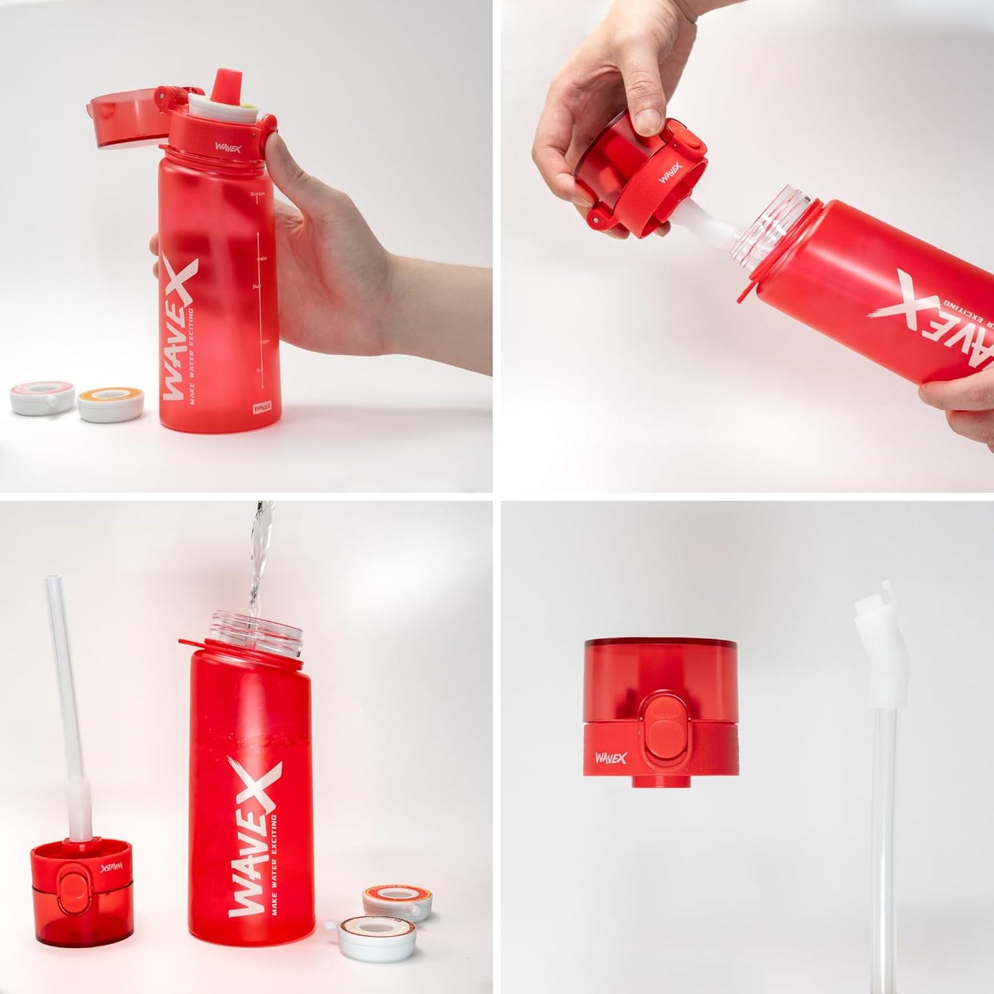 550ml Crimson Wave Red Tritan Water Bottle + 3 Honey Peach Aroma Scent Pods