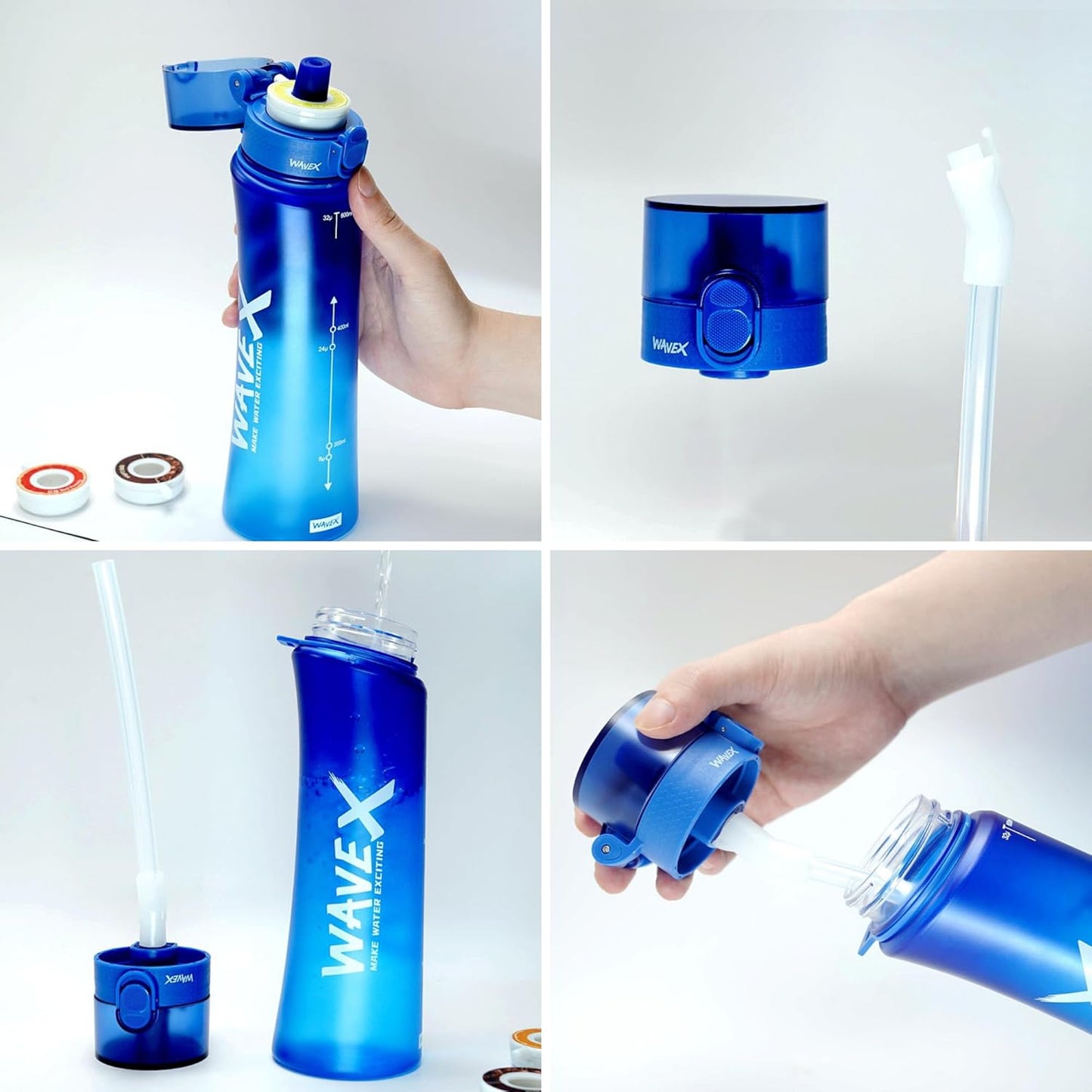 600ml Deep Tide Blue Tritan Water Bottle With 3 Cola Aroma Scent Pod