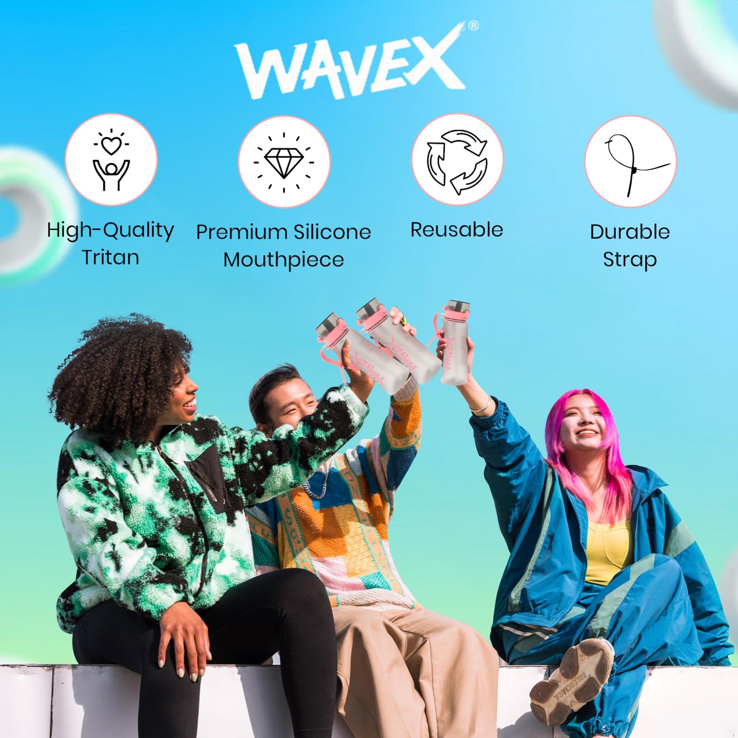 600ml Pink Tritan Water Bottle With 1 Coffee Aroma Scent Pod