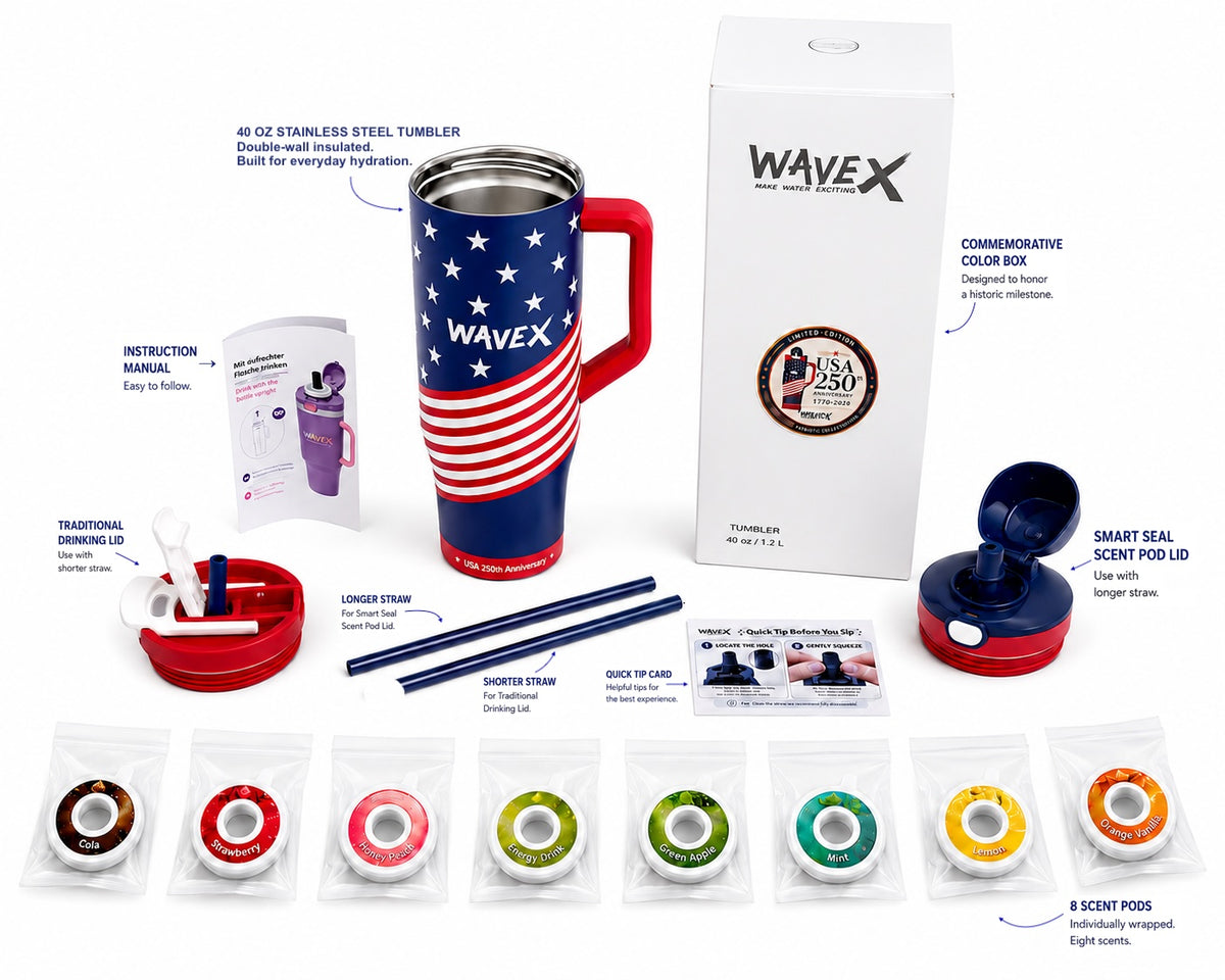 Wavex Insulated Stainless Steel Tumbler with 8 Aroma Scent Pods