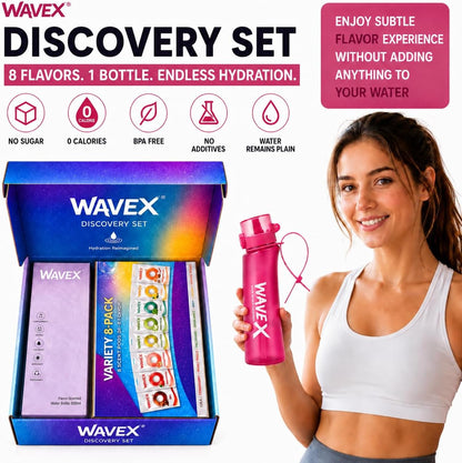 WAVEX 600ml Wild Berry Pink Tritan Water Bottle with Variety 8-Scent Pods Discovery Set
