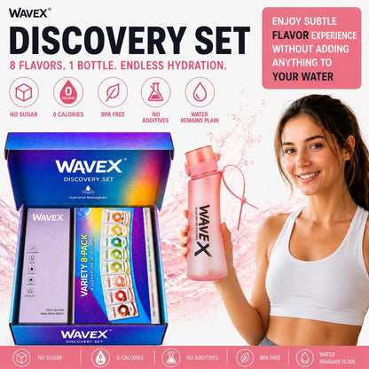 WAVEX 600ml Soft Rose Pink Tritan Water Bottle with Variety 8-Scent Pods Discovery Set