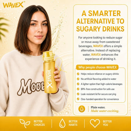 WAVEX 550ml Golden Yellow Tritan Water Bottle with Variety 8-Scent Pods Discovery Set