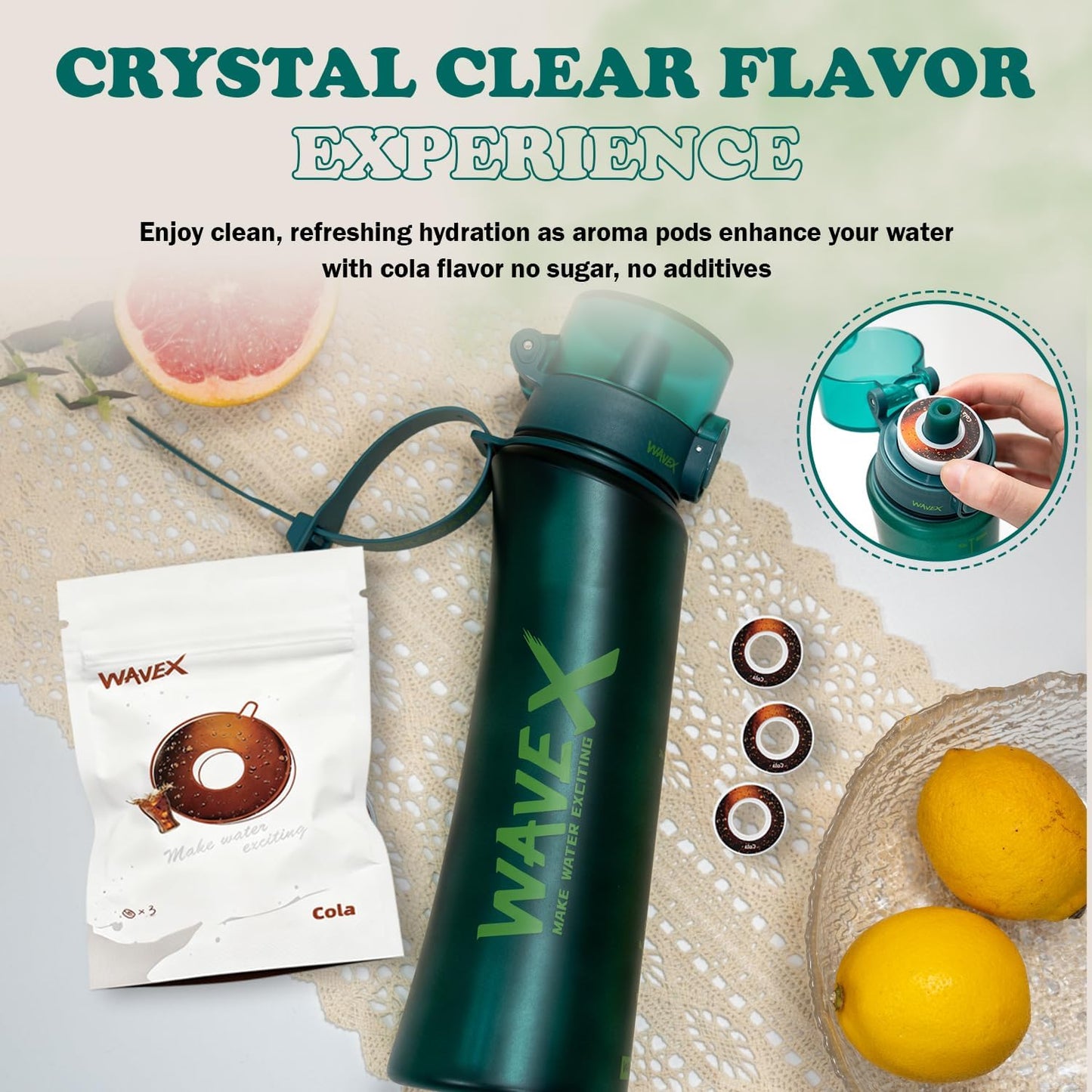 600ml Deep Forest Green Tritan Water Bottle With 3 Cola Aroma Scent Pod