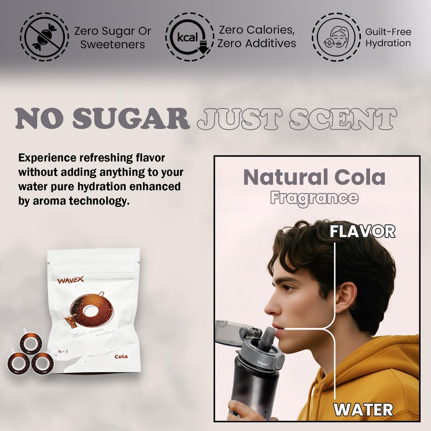 600ml Iron Mist Gray Tritan Water Bottle With 3 Cola Aroma Scent Pod