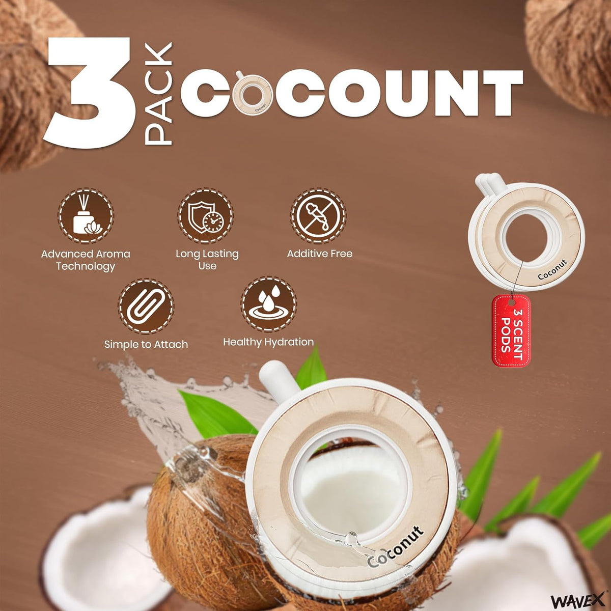 Coconut Aroma Scent Pods – Only for WAVEX Scent-Powered Water Bottles