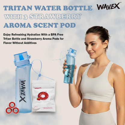 600ml Glacier Blue Tritan Water Bottle With 3 Strawberry Aroma Scent Pod