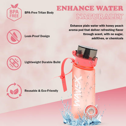 550ml Pink Tritan Water Bottle + 1 Honey Peach Aroma Scent Pod
