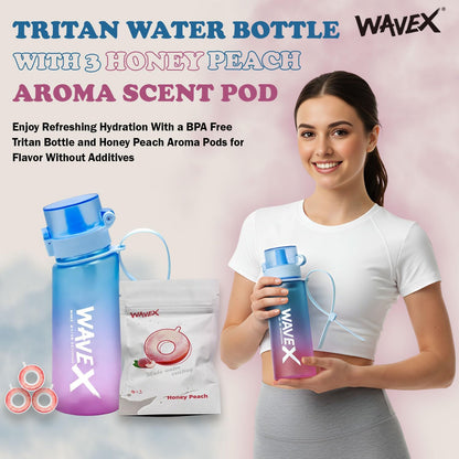 550ml Sunset Coral Blue Tritan Water Bottle + 3 Honey Peach Aroma Scent Pods