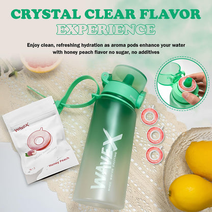 550ml Sea Glass Green Tritan Water Bottle + 3 Honey Peach Aroma Scent Pods