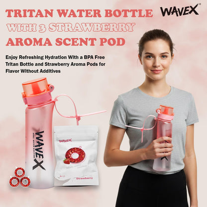 600ml Soft Rose Pink Tritan Water Bottle With 3 Strawberry Aroma Scent Pod