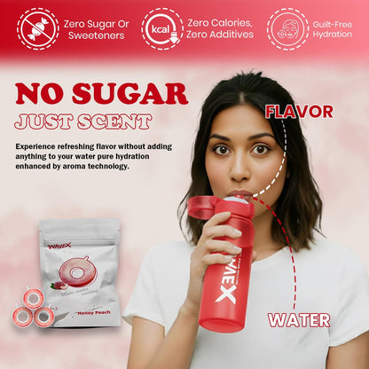 550ml Crimson Wave Red Tritan Water Bottle + 3 Honey Peach Aroma Scent Pods