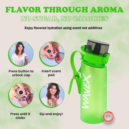 550ml Green Tritan Water Bottle + 1 Honey Peach Aroma Scent Pod