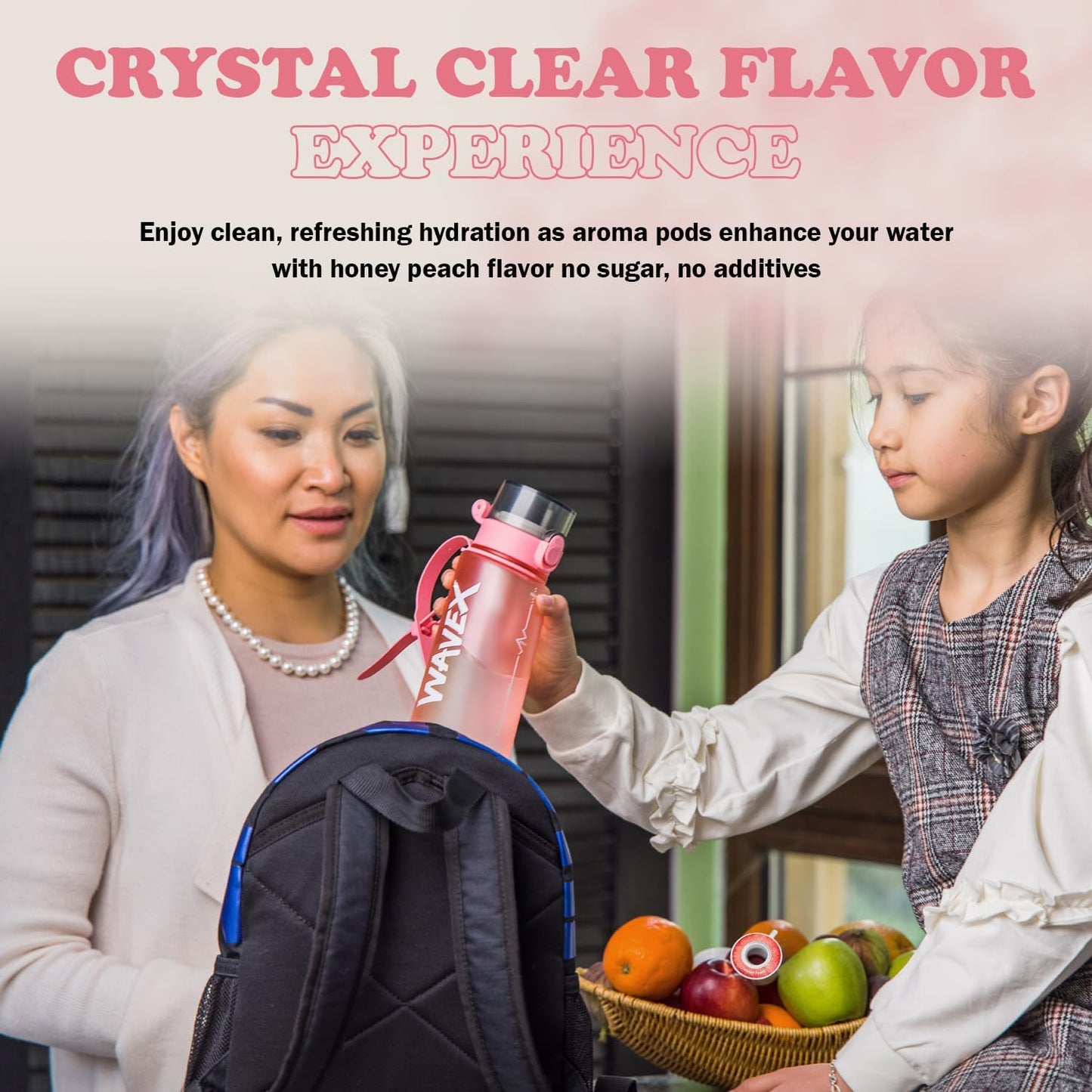 550ml Pink Tritan Water Bottle + 1 Honey Peach Aroma Scent Pod