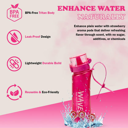600ml Wild Berry Pink Tritan Water Bottle With 3 Strawberry Aroma Scent Pod
