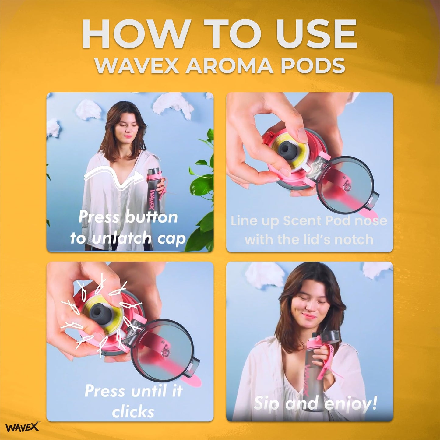 3-Pack Orange Aroma Scent Pods, Only for WAVEX Scent-Powered Water Bottles