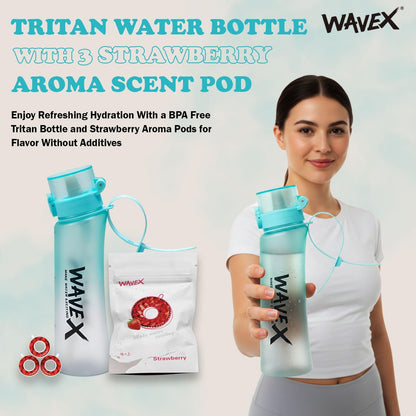 600ml Sea Breeze Turquoise Tritan Water Bottle With 3 Strawberry Aroma Scent Pod