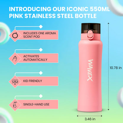 550ml Pink Stainless Steel Water Bottle+1 Honey Peach Aroma Scent Pod