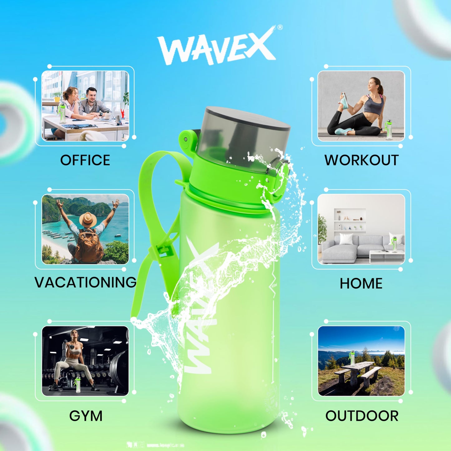 550ml Green Tritan Water Bottle + 1 Honey Peach Aroma Scent Pod