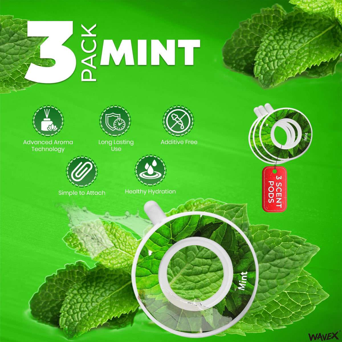 Mint Aroma Scent Pods – Only for WAVEX Scent-Powered Water Bottles