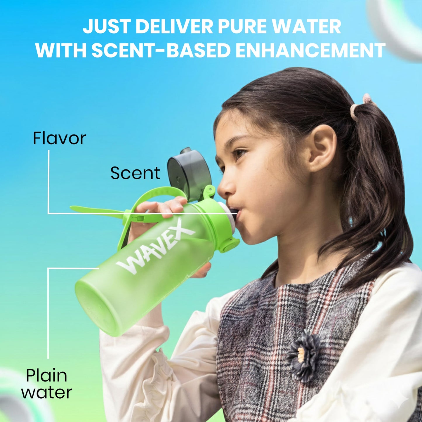 550ml Green Tritan Water Bottle + 1 Honey Peach Aroma Scent Pod