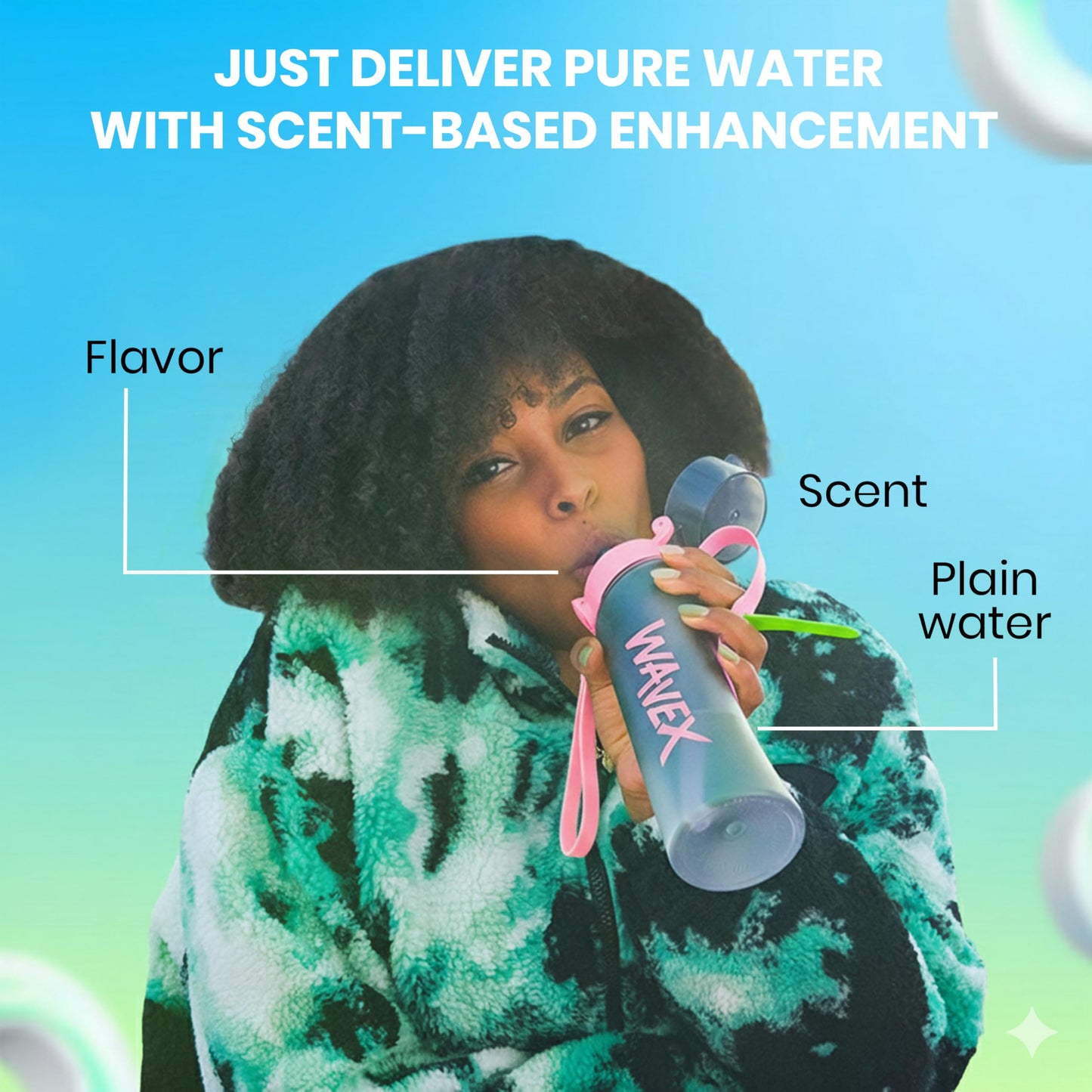 600ml Pink Tritan Water Bottle With 1 Coffee Aroma Scent Pod