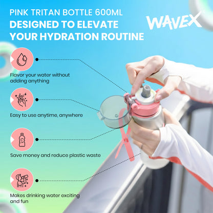 600ml Pink Tritan Water Bottle With 1 Coffee Aroma Scent Pod