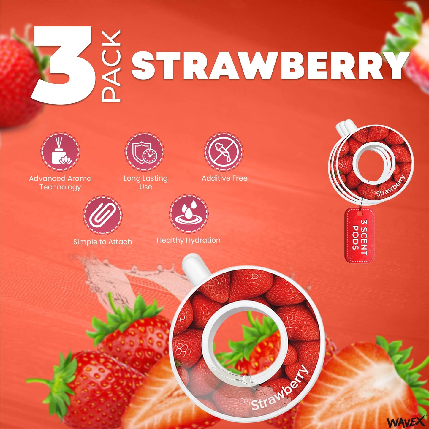 Strawberry Aroma Scent Pods – Only for WAVEX Scent-Powered Water Bottles