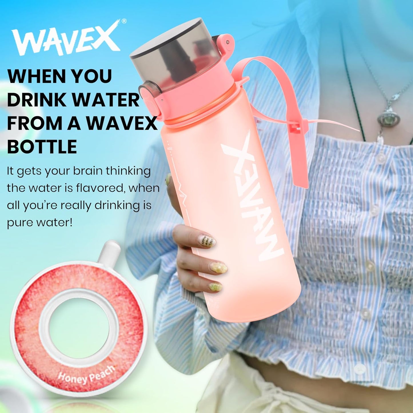 550ml Pink Tritan Water Bottle + 1 Honey Peach Aroma Scent Pod