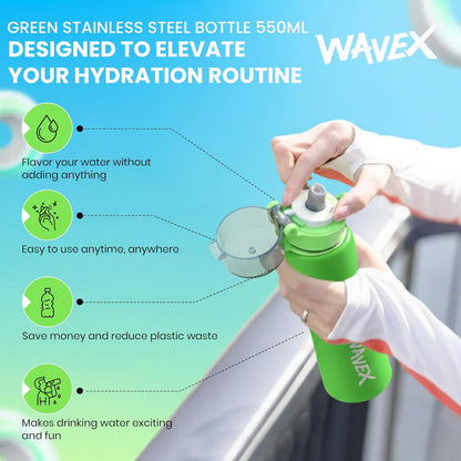 550ml Green Stainless Steel Water Bottle With 1 Coffee Aroma Scent Pod