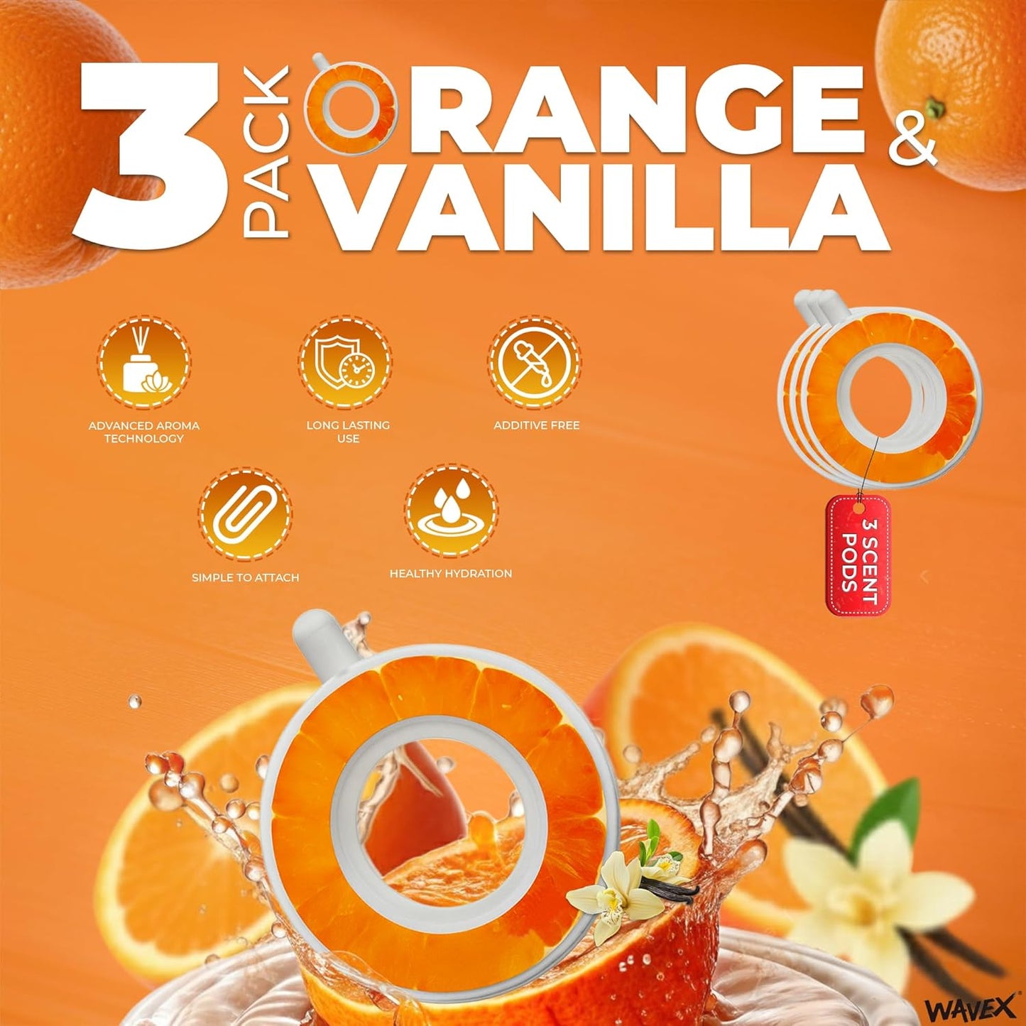 Orange Vanilla Aroma Scent Pods – Water Bottle Accessory for WAVEX Bottles