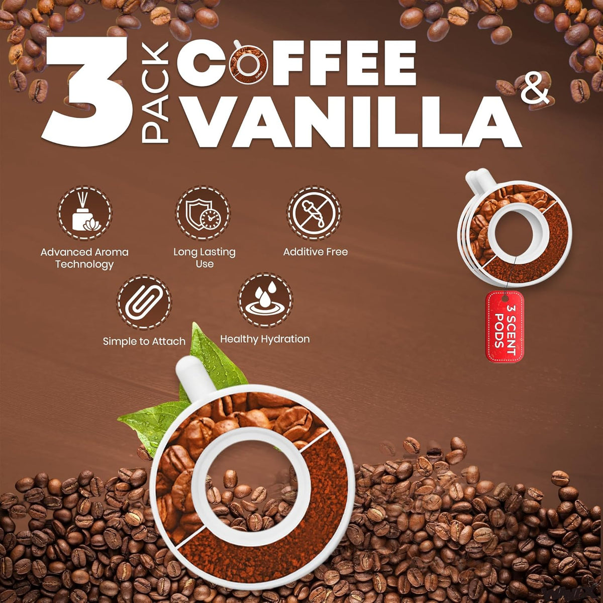 Coffee Vanilla Aroma Scent Pods – Water Bottle Accessory for WAVEX Bottles