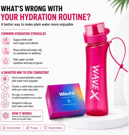 WAVEX 600ml Wild Berry Pink Tritan Water Bottle with Variety 8-Scent Pods Discovery Set