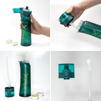WAVEX 600ml Deep Forest Green Tritan Water Bottle with Variety 8-Scent Pods Discovery Set