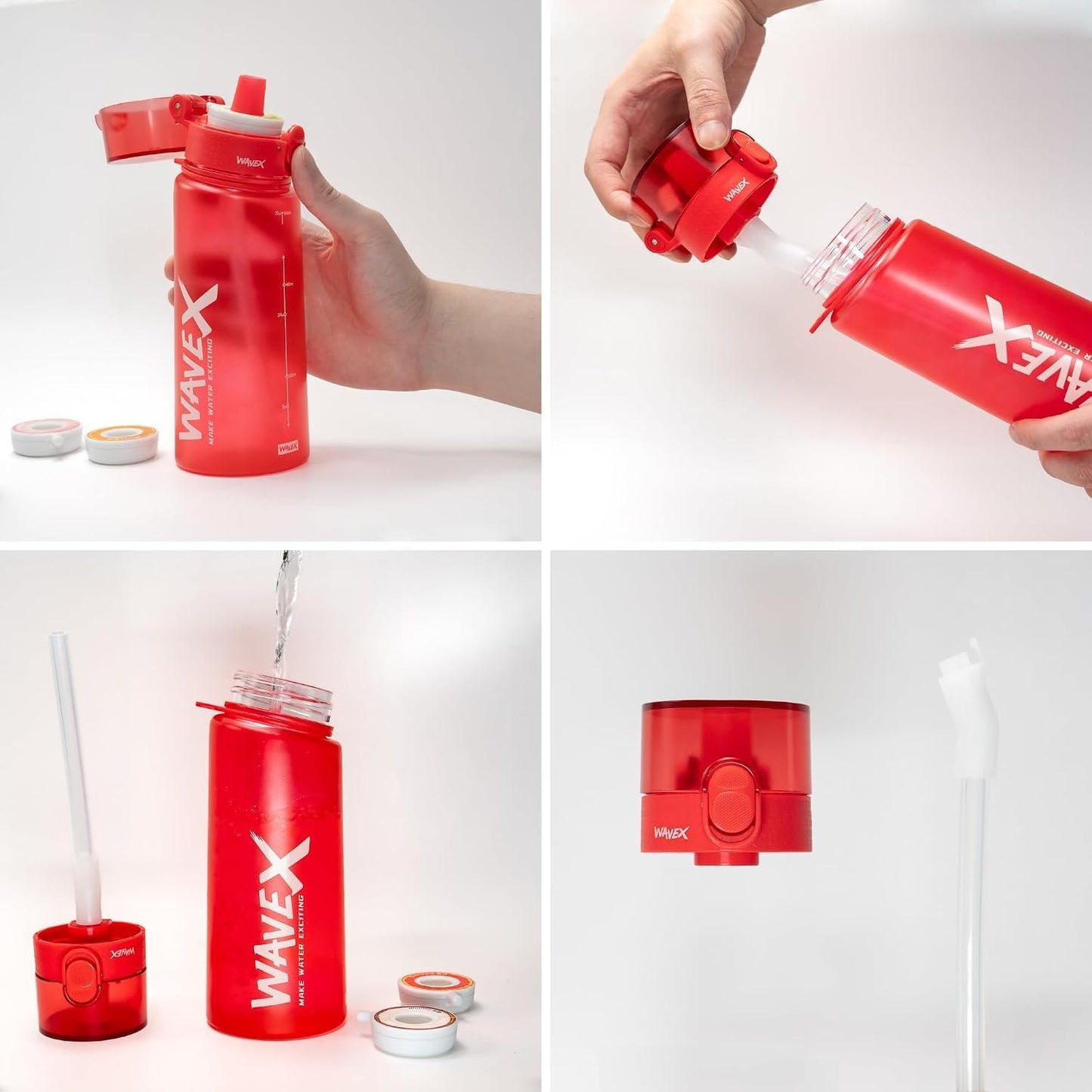 WAVEX 550ml Crimson Wave Red Tritan Water Bottle with Variety 8-Scent Pods Discovery Set