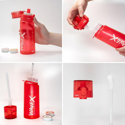 WAVEX 550ml Crimson Wave Red Tritan Water Bottle with Variety 8-Scent Pods Discovery Set