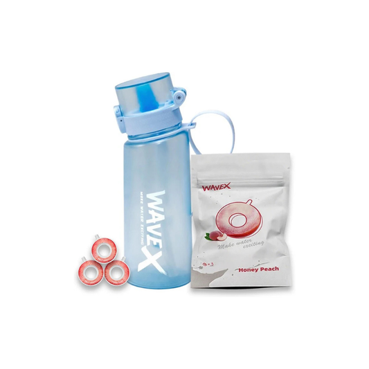 550ml Crystal Clear Blue Tritan Water Bottle + 3 Honey Peach Aroma Scent Pods