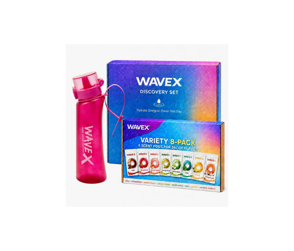 WAVEX 600ml Wild Berry Pink Tritan Water Bottle with Variety 8-Scent Pods Discovery Set
