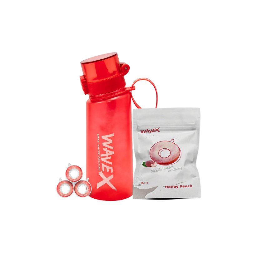 550ml Crimson Wave Red Tritan Water Bottle + 3 Honey Peach Aroma Scent Pods