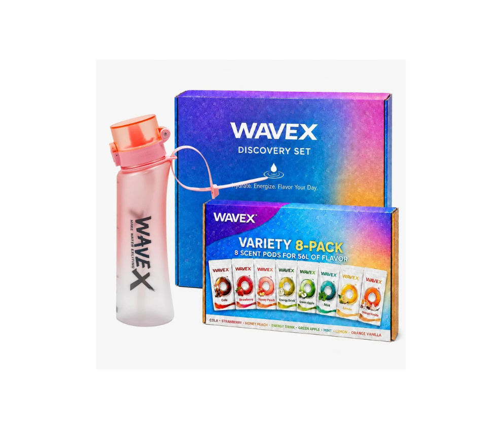 WAVEX 600ml Soft Rose Pink Tritan Water Bottle with Variety 8-Scent Pods Discovery Set