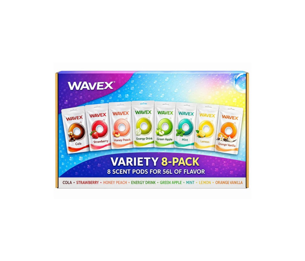 Wavex Variety 8-Pack Scent Pods – Cola, Strawberry, Honey Peach, Energy Drink, Green Apple, Mint, Lemon, Orange Vanilla