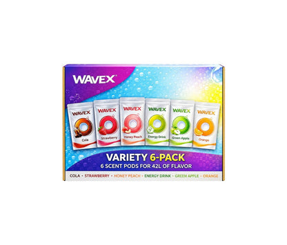 Wavex Variety 6-Pack Scent Pods Cola Strawberry Honey Peach Energy Drink Green Apple Orange 6 pods for 42L of flavor